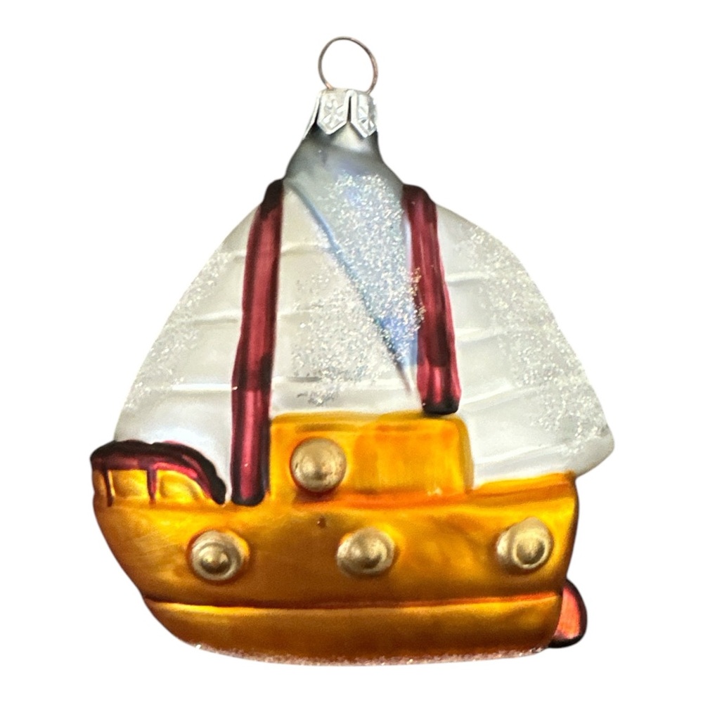Sail Boat Nautical Hand Blown Glass Ornament Island Sea Ocean Cruise
